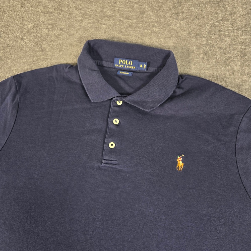 Polo Ralph Lauren Polo Shirt Mens XL Navy Blue Classic Fit Short Sleeve Preppy